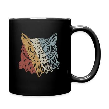 Eule Retro Style Vintage - Tasse einfarbig - Schwarz - Rechts