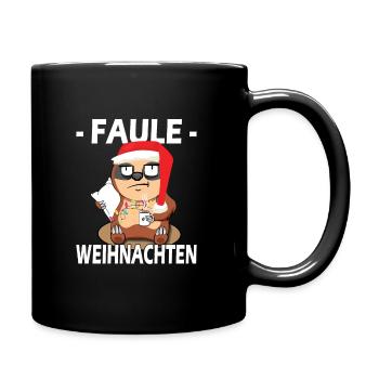 Faule Weihnachten Faultier Glühwein Weihnachsmarkt - Tasse einfarbig - Schwarz - Rechts