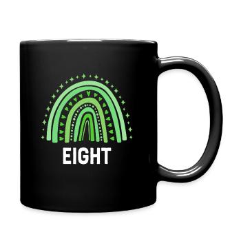 Green Rainbow Eight Years 8th Birthday - Full Colour Mug - black - Right