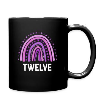 Purple Rainbow Twelve Years 12th Birthday - Full Colour Mug - black - Right