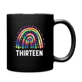 Tie Dye Regenbogen Dreizehn Jahre 13. Geburtstag - Tasse einfarbig - Schwarz - Rechts