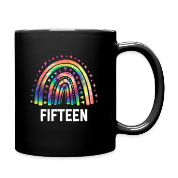 Tie Dye Rainbow Fifteen Years 15th Birthday - Full Colour Mug - black - Right