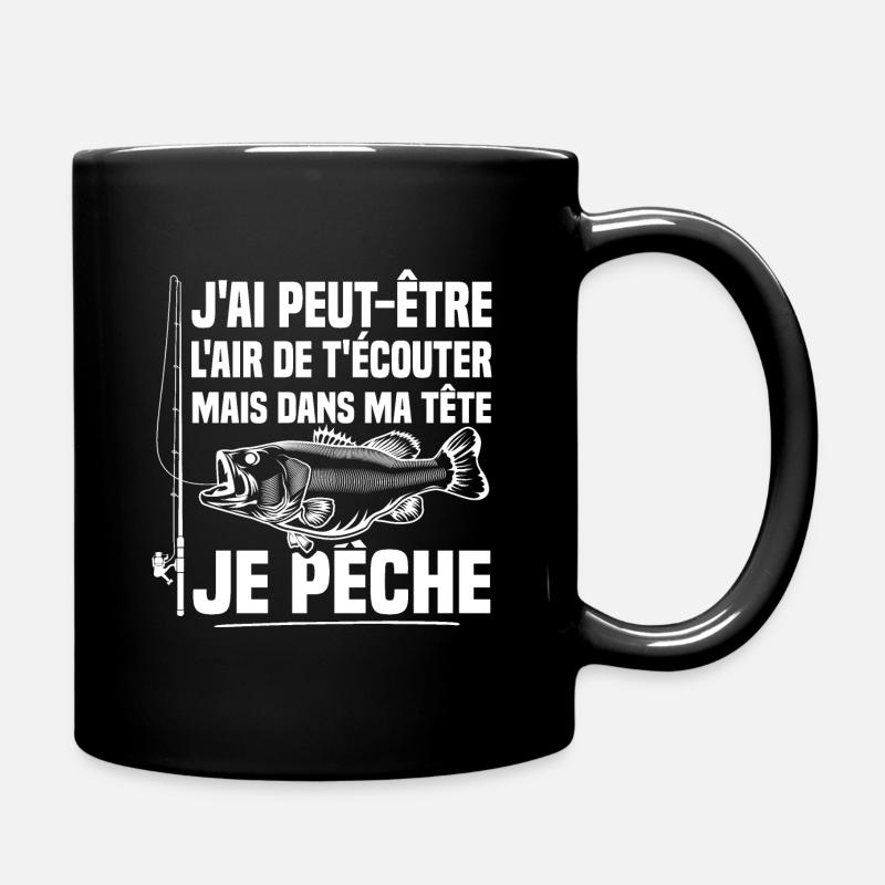 Dans ma tête je pêche / Pêcheur humour - Mug uni - noir