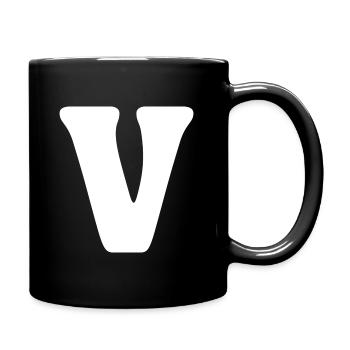 V - Tasse einfarbig - Schwarz - Rechts