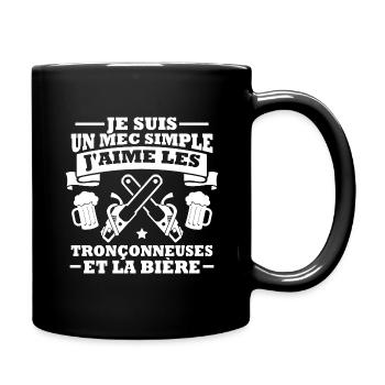 Un mec simple j aime les tronçonneuses et la bière - Mug uni - noir - Droite