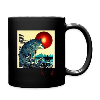 Wolf - Tasse einfarbig - Schwarz - Rechts