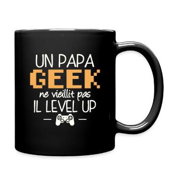 Un papa geek ne vieillit pas il level up - Mug uni - noir - Droite