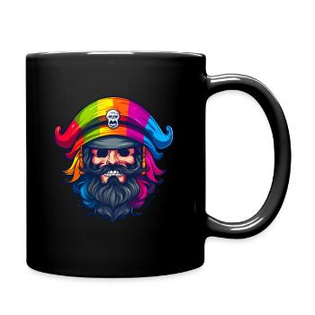 Pirate maléfique avec chapeau coloré - Mug uni - noir - Droite