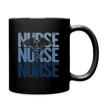 Vintage Retro Nurse | Proud to be a Nurse - Full Colour Mug - black - Right