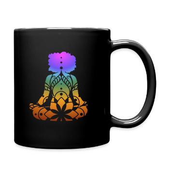 Yoga Meditation Mandala - Tasse einfarbig - Schwarz - Rechts