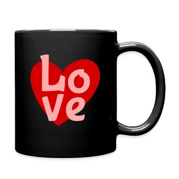 Herz Love Valentinstag - Tasse einfarbig - Schwarz - Rechts