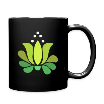 grüne stilisierte Lotusblume - Tasse einfarbig - Schwarz - Rechts
