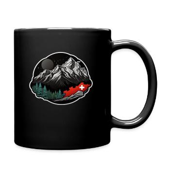 Schweizer Flagge - Tasse einfarbig - Schwarz - Rechts