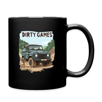 Landy Land Defender Rover 4x4 Offroad Dirty Games - Tasse einfarbig - Schwarz - Rechts
