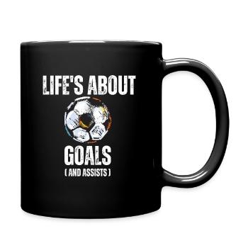 Life's About Goals And Assists Funny Soccer - Mug uni - noir - Droite