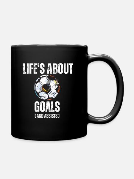Life's About Goals And Assists Funny Soccer - Mug uni - noir