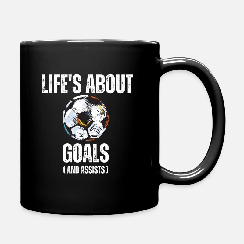 Life's About Goals And Assists Funny Soccer - Mug uni - noir