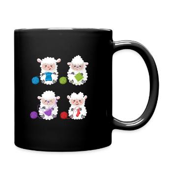 Knitting crochet needlework cartoon cute sheep - Full Colour Mug - black - Right