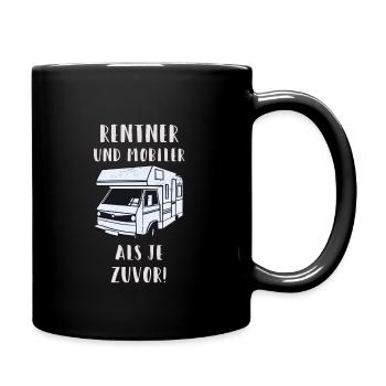 Rentner mit Wohnwagen lustiges Rentner Camping - Tasse einfarbig - Schwarz - Rechts