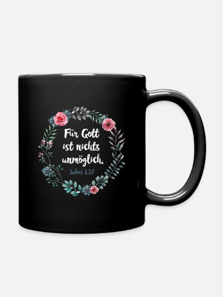 Für Gott ist nichts unmöglich Lukas 1,37 - Tasse einfarbig - Schwarz