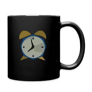Uhr (Wecker) (Cartoon) - Tasse einfarbig - Schwarz - Rechts