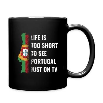 Portugal Flagge Länderumriss Used Look Algarve - Tasse einfarbig - Schwarz - Rechts