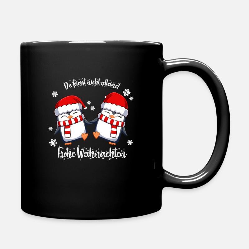 weihnachtliches süßes Pinguinpaar - Tasse einfarbig - Schwarz