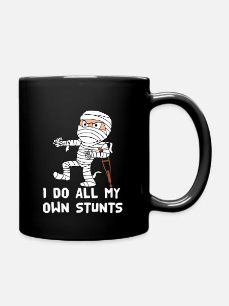 I Do My Own Stunts Funny Broken Arm Leg - Full Colour Mug - black