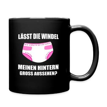 ABDL Mädchen Windel Diaper Geschenk - Tasse einfarbig - Schwarz - Rechts