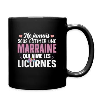 Marraine Licorne Fée Magie Girly Bébé Fille Humour - Mug uni - noir - Droite