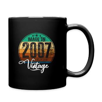Vintage Made in 2007 Geburtsjahr 2007 Geburtstag - Tasse einfarbig - Schwarz - Rechts