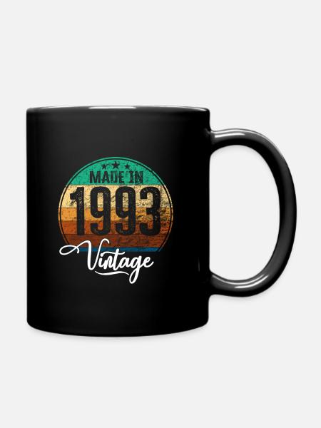 Vintage Made in 1993 Geburtsjahr 1993 Geburtstag - Tasse einfarbig - Schwarz