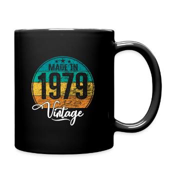 Vintage Made in 1979 Geburtsjahr 1979 Geburtstag - Tasse einfarbig - Schwarz - Rechts
