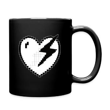 Herz Blitz Pixel Gamer Geschenk - Tasse einfarbig - Schwarz - Rechts