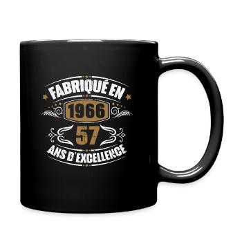 Cadeau d'anniversaire 57 ans, Fabriqué en 1966 - Mug uni - noir - Droite