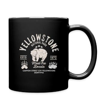 Yellowstone bear meet the locals - Full Colour Mug - black - Right