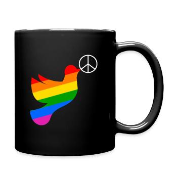 Friedenstaube Regenbogenfahne Peace - Tasse einfarbig - Schwarz - Rechts