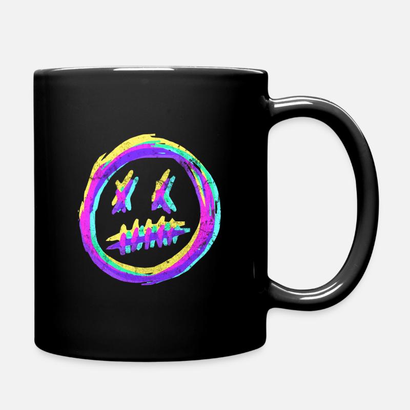 Verrücktes Smiley Gesicht - RGB Glitch - Tasse einfarbig - Schwarz