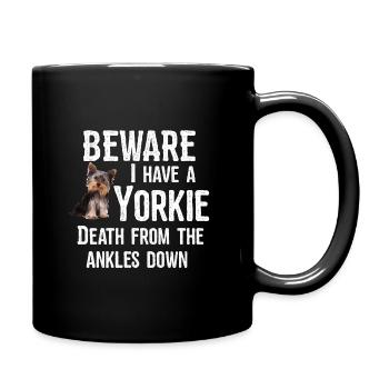 Yorkshire Terrier Méfiez-vous J’ai un Yorkie - Mug uni - noir - Droite