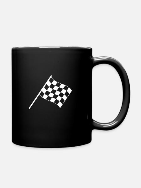 checkered flag - Full Colour Mug - black