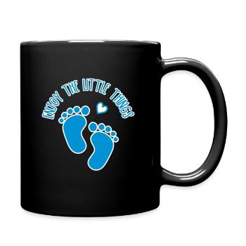 Schwangerschaft Baby Füße Fussabdrücke Spruch - Tasse einfarbig - Schwarz - Rechts