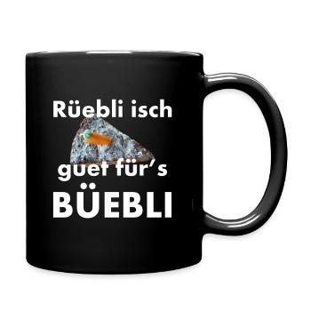 Rüebli isch guet fürs Büebli – Dialekt Spruch - Tasse einfarbig - Schwarz - Rechts