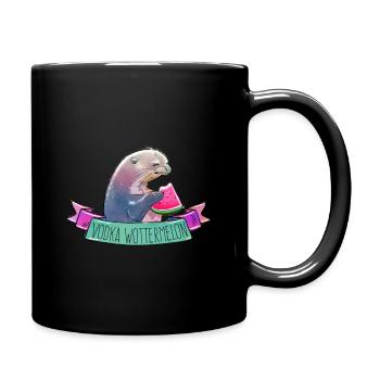 Wodka Melone + Otter = Wodka Wottermelon - Tasse einfarbig - Schwarz - Rechts