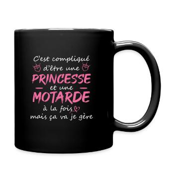 C'est compliqué d'être une princesse Motarde - Mug uni - noir - Droite