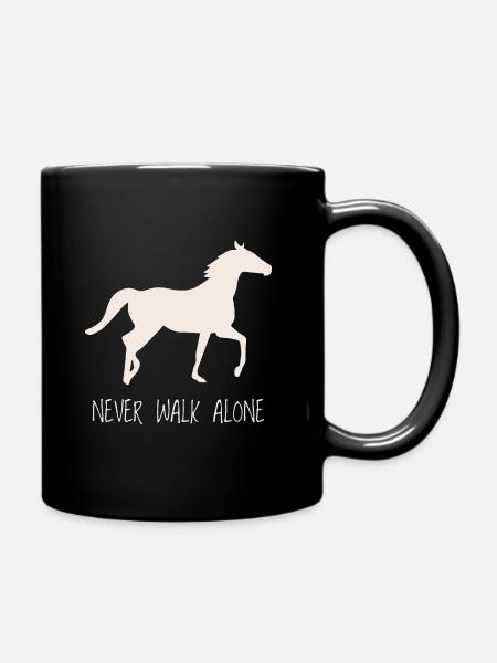 Pferdemädchen auf einem Pferd Geschenk für Mädchen - Tasse einfarbig - Schwarz