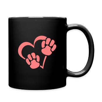 Heart dog paws dog lover dog love paws - Full Colour Mug - black - Right
