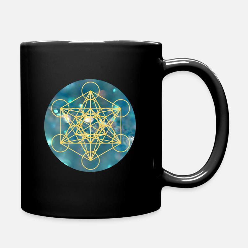 Pale Metatronjaune Cube on blue background - Full Colour Mug - black
