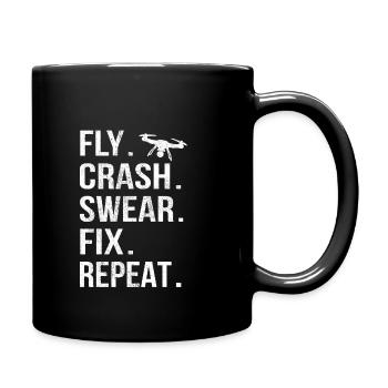 Drone pilot gift drone lover FPV drone - Full Colour Mug - black - Right