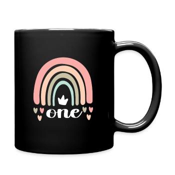 Boho Regenbogen 1. Geburtstag Party Geschenk - Tasse einfarbig - Schwarz - Rechts