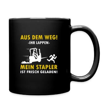 Aus dem Weg Gabelstaplerfahrer Fachlagerist - Tasse einfarbig - Schwarz - Rechts